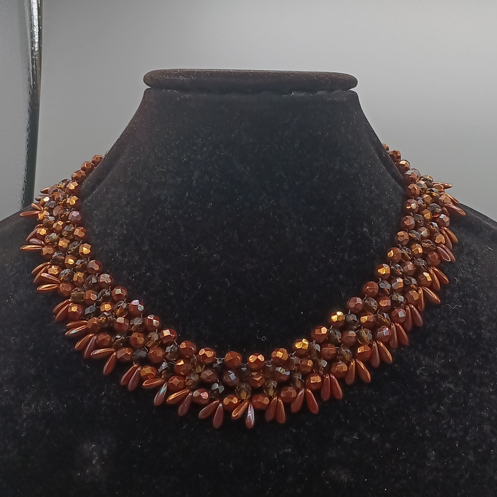 Vintage Beaded Necklace with Sterling Rose Toggle Colsure